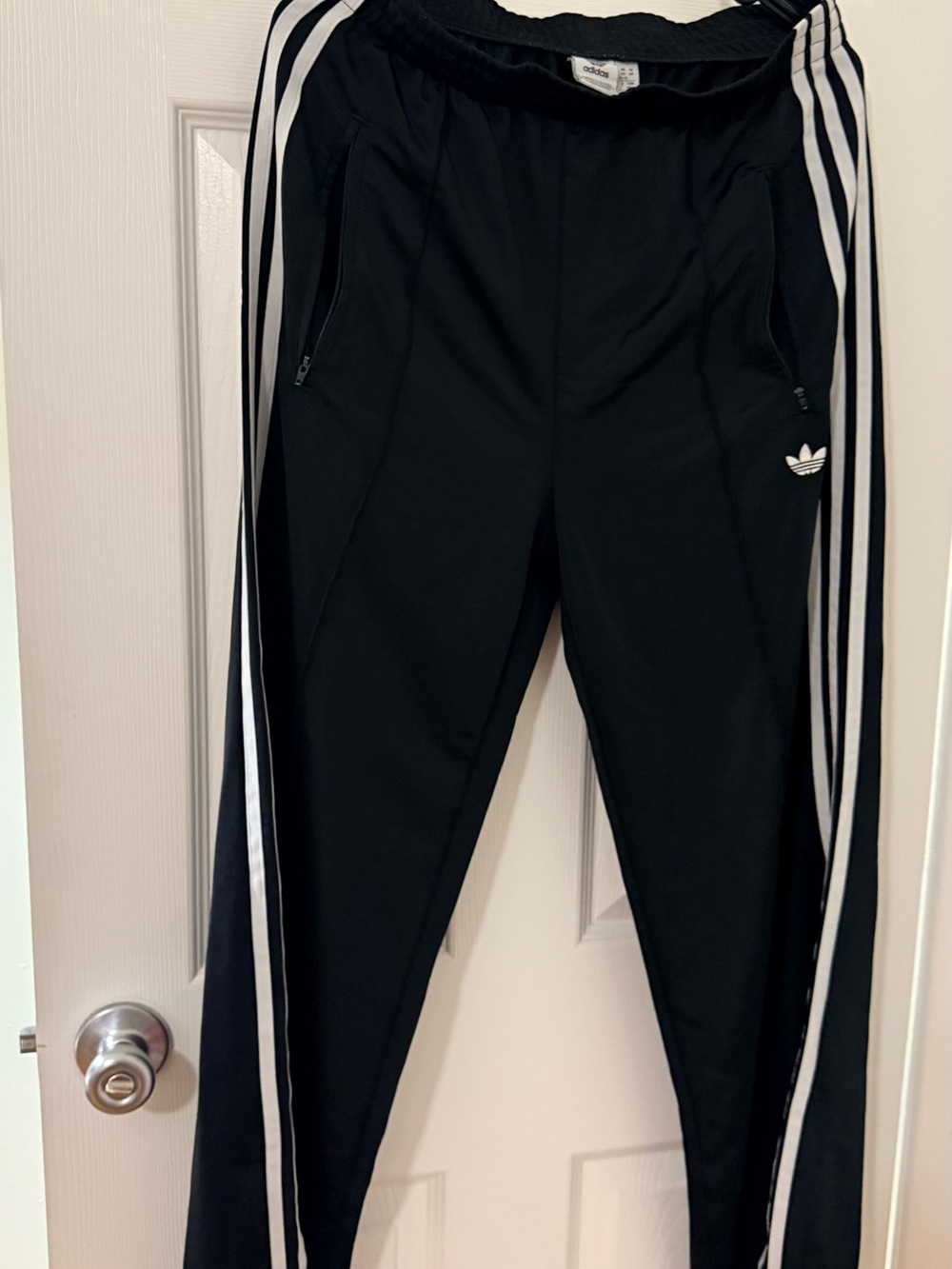 adidas Black Track Pants with White Three-Stripes